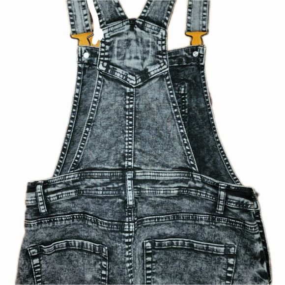 Forever 21 Women’s Overall Mini Dress Black Womens size 25 Distressed Acid Wash - Picture 5 of 6